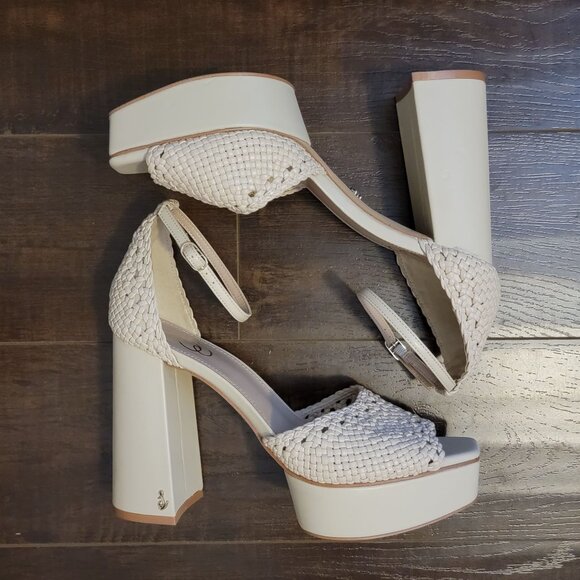 New Sam Edelman Nattie Clog Sandals Womens 9 Neutral Retro Chic Boho Elevated - Picture 5 of 10